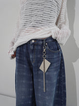 (UNISEX) チェックワイドデニムパンツ