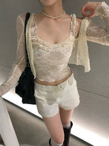 Sugar Dairy Frill Lace Sleeveless Top