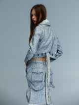 Emoha Silver Cat Tail Burst Leather Jacket