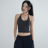 [Hazel] Striped Halter-Neck Sleeveless Top - 3 Colors