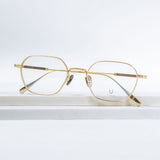 Knouun Square titanium glasses CODE. 102. A Yellow Glod