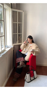 wool kitsch button round fur jacket