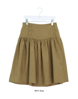 Lucier Button Pintuck Flare Midi Skirt