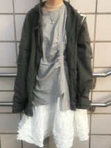 Unbalanced Shirring Long Sleeve