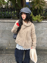 フラップツイストカーディガン (3color)