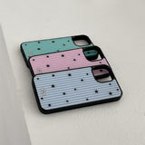 stripe star glossy glass bumper case (pink)