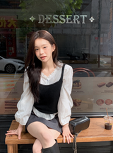 #AR Frill Lace Pintuck Blouse