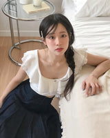 [ md pick ] dieet lace & frill white top