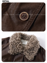 Poodle Fur Bike Leather Half Coat