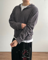 Roving Slub Cropped Hooded Zip-up