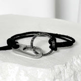Leather string lettering bracelet_black