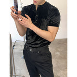 [MUSCLE FIT] Velvet golgi henry neck half t-shirts