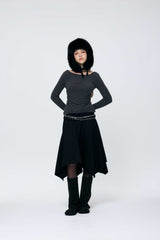 MUREN SHIRRING TOP / CHARCOAL