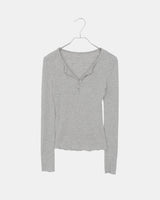 チリウールⅤネックボタンロングスリーブTシャツ