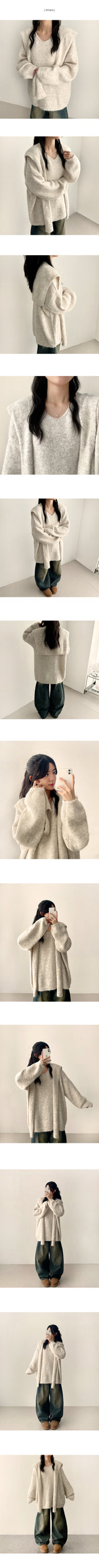 Roel Sailor Collar Muffler V-Neck Knitwear Set