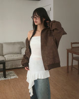 Kolmar Oversized-Fit Rivet-Washed Leather Jacket Jumper