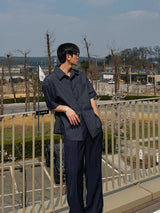 ASCLO Hairline Stripe Short Sleeve Shirt (2color)