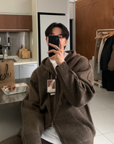 [Setup] Logane Maison Knit Hooded Zip-Up Wide Pants Set