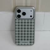 Checkered Matcha Silver Epoxy Case