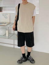 パンチングニットラウンドベスト　２色