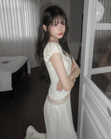 [MADE] Chewing Lace Shirring Tee