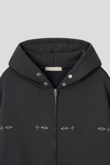 Mute Stud Crop Hoodie Zip-Up (4color) (No.1008)