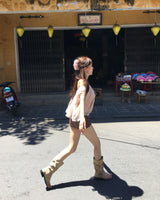 tinzy matte two-buckle thong boots