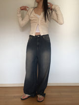 Shirring V-neck cardigan (4 colors)