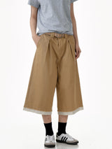 Raw Hem Patch Crop Shorts