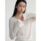 V-neck flared sleeve knit top