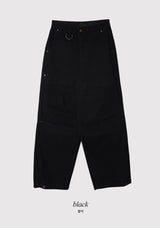 Snap Button Cotton D Ring Wide Pants (3color)