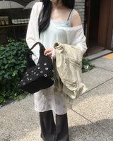 Mohair button V neck knit