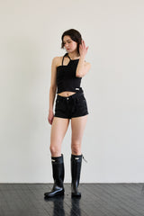 BEBE UNBALANCE SLEEVELESS TOP / BLACK