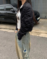 Side vintage denim pants