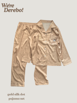 gold silk dot pajama set