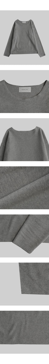 コットンボートネックニットTシャツ [Gray]