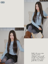 Sky V-neck Spandex Slim Long-Sleeved T-shirt