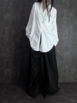 double-pleated long wide slacks
