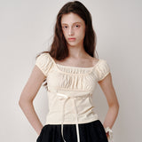 Eyelet Layered T-shirt (Yellow)