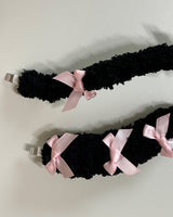 Fuzzy cable_Ribbon_Black (Pink)