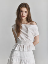 Lace tiered long skirt (Ivory)