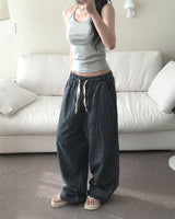 [Unisex/Summer Pants] レブリネンストライプ バンディングパンツ (4 colors)