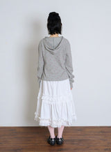 FLOWER WAFFLE BUTTON HOODIE - GRAY