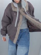 Milkfur high neck suede jumper