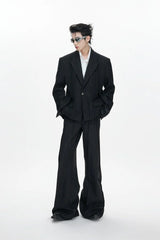 Pleated Double Breasted Suit Jacket