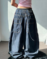 Chain Stitch Raw Denim Balloon Pants 1color