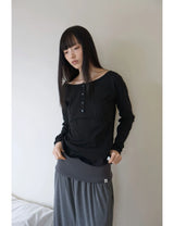 プラケット リブド ティーシャツ(BLACK)