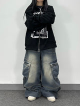  retro denim cargo pants