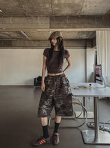 Military Snap Wide Bermuda Pants