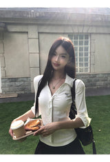 ドットタイVネックカラーシャツ